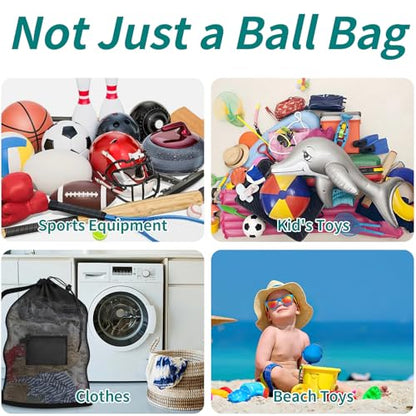 Extra Large Sports Ball Bag, Heavy Duty Breathable Mesh Storage Bag, 40" x 30" Hold 10-12 Soccer Basketball Football, Adjustable Shoulder Strap, Ideal for Coaches, Team, Swimming Gear - style: Zipper Pocket