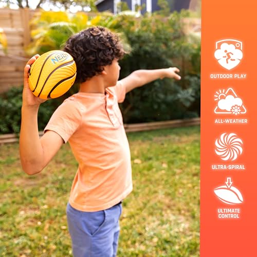 Nerf Kids Foam Football - Spiral Grip Mini Soft Foam Football for Kids - Easy Grip Junior Ball - 8.5"