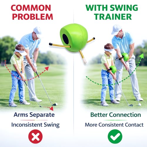 Golf Swing Trainer Ball with Adjustable Strap, Improve Arm Connection, Swing Path & Tempo, Golf Training Aid for Swing Mechanics