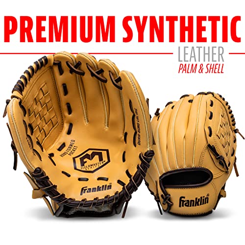 Franklin Sports Field Master Baseball + Softball Glove - Field Master Adult + Youth Baseball + Softball Mitt - Men's + Women's Gloves - Right Hand Throw - color: Camel, style: 10.5" - Basket Web
