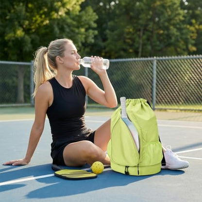 Pickleball Backpack for Women, Fit 2 to 4 Paddles, Pickleball Backpack with Shoe Compartment, Pickle Bag as Gifts for Beginner, Large Capacity Pickle Ball Bag with Paddle Cover Pocket - color: Green