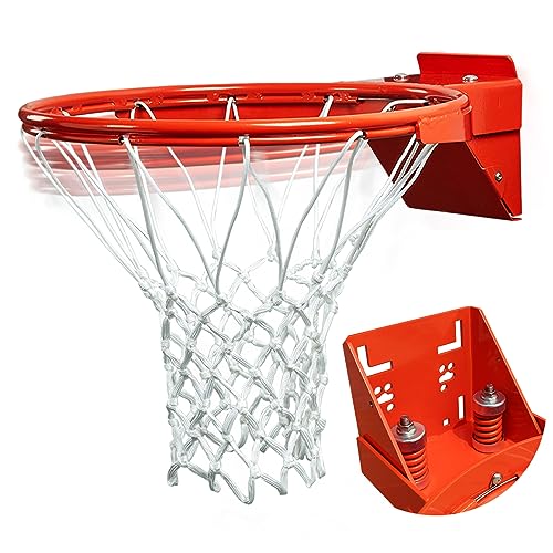 Katop Professional Basketball Rim, Heavy Duty 18 Inch Basketball Rim Replacement with Nylon Net Indoor and Outdoor, Standard Goal Reinforced Mounting Bracket Fit 5"x5",5"x4",5"x3",4"x3" Backboards - color: 2-springs basketball rim