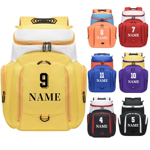 Custom Men's Basketball Backpack - color: Yellow
