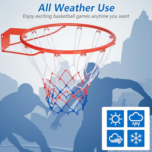 Goplus 18’’/15’’ Replacement Basketball Rim, Wall Door Mounted Basketball Hoop with All Weather Net, Indoor Outdoor Hanging Basketball Rim Goal Outside - size: 18", style: Orange