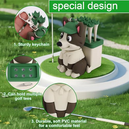 Penitue Caddie Golf Tee Holder, Including 8 Golf Ball Tees Creative Cute Cat Holder Set for Women Men Golfers Attaching to Backpack Shoulder Bag Belt