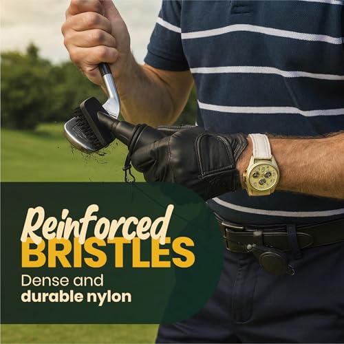 Golf Club Cleaner Brush with Water Spray System 2- in- 1 Cleaner, Ultra Strong Magnetic Clip, Advanced Leak-Proof Spray System for Irons Wedges & Golf Balls