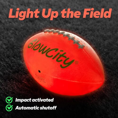 GlowCity Glow in The Dark Football - Size 3/6 Light Up Ball Gifts for Kids, Junior & Teens - Bright Football for Night Outdoor Games - Sports Birthday Gift Ideas for Boys Ages 6 7 8 9 10 11 12 13 14 - size: Size 3 (Kids/Pee Wee), style: Rubber (Pump + Box