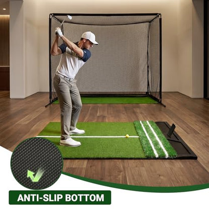 Large Golf Hitting Mat 6x4ft Indoor Outdoor Backyard, Golf Practice Mat with Phone Slot & Ball Tray, Heavy Duty Artificial Turf Driving Range Golf Simulator Mat with Alignment Line - color: 6x4FT;31mm