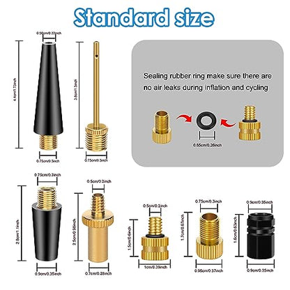 14PCS Bicycle Valve Adapter DV SV AV Converter,Presta Schrader Valve Adapter, Ball Pump Needle, Inflation Needle, Tire Valve Caps,Air Pump Needle Set for All Bike,Sports Ball,Pump,Inflatable Equipment
