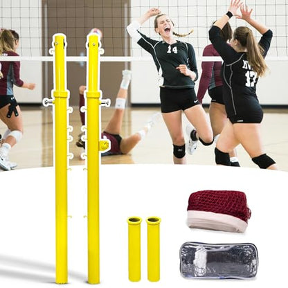 Indoor Volleyball Net, Easy to Install 8ft Professional Volleyball Post,20 ft Long,Adjustable Height,for Indoor Gym Floor Outdoor Backyard