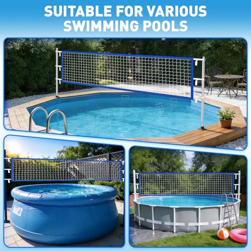 15x3FT Pool Volleyball Net for Inground Pools with 6 Metal Buckle Webbing Straps, 2026 Newly Upgraded Volley Ball Net for Outdoor Pool, Summer Pool Floaties Party Gift for Adults and Family(Net Only)