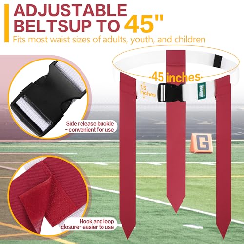 Flag Football Belts, 10/14 Player White Flag Football Sets for Youth, Kids and Adults Team Sports Training Games - color: Red and Yellow