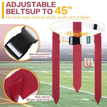 Flag Football Belts, 10/14 Player White Flag Football Sets for Youth, Kids and Adults Team Sports Training Games