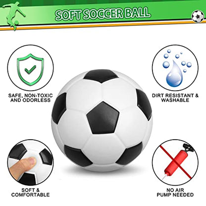 5 Inch Foam Mini Soccer Balls for Indoor Mini Soccer Hoops, Soft Squishy Soocer for Soccer Game Sets | Swimming Pool Balls Beach Balls Great Sport Gift for Adults & Kids Sensory Stress Balls 3 Pack