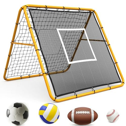 GarveeLifeAdjustable Soccer Rebounder Net, Heavy Duty Soccer Rebound Net with Iron Frame, Rust Resistant, Football Training Equipment for Backyard/Field, Easy Assembly