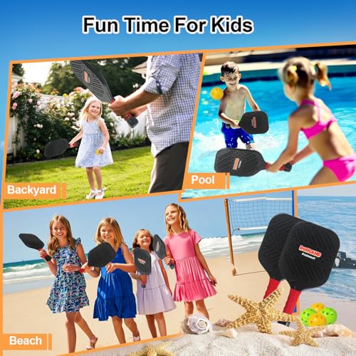 Waterproof Lightweight Pickleball Paddles Set of 2,Beach Pool Toys Fun Play Sport Game,Gift for Teenagers Kids Adults Beginner,Indoor Outdoor Activities - size: Large