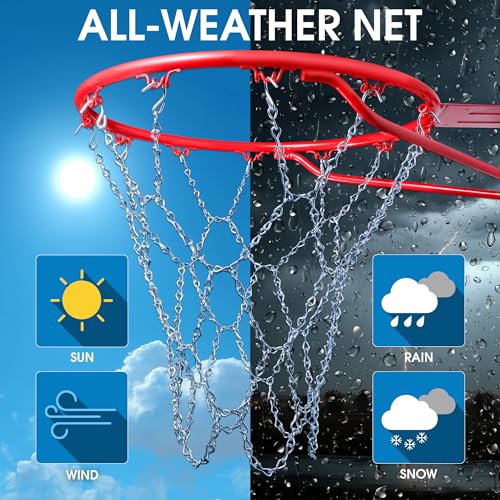 Cannon Sports Heavy Duty Chain Basketball Net – Rust Proof, All Weather Metal Net Replacement - Official Standard 12-Loop Metal Net for Indoor/Outdoor Basketball Rims