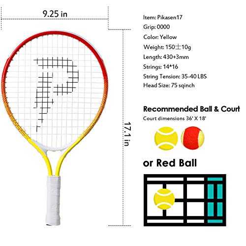 17" Kids Tennis Racket Best Starter Kit for Kids Age 4 and Under with Shoulder Strap Bag and Mini Tennis Racket Toddler Tennis Raquet - color: 17 inch Yellow
