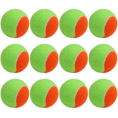 URBEST Tennis Ball 12 Packs Training Tennis Balls Practice Balls for Novice Player, Pet Dog Playing Balls with Mesh Carry Bag - color: orange-green