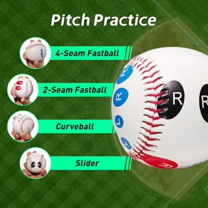 3pcs Pitching Grip Trainers, 2 Training Baseballs with Finger Placement + 1 Glow in the Dark Baseball, Training Equipment for Teenagers Beginners to Learn Multiple Grips, Soft
