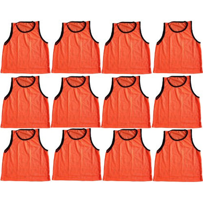 BlueDot Trading Adult & Youth Scrimmage Training Vests for Soccer, Basketball & More – Available in 1, 6, 12, 24 Packs - color: Orange, style: Youth 12 Pack