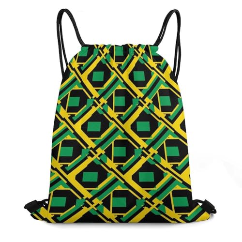 Swimming Drawstring Sack Waterproof Gym Backpack for Beach Sports Yoga Gear, Lightweight Unisex, Jamaica Flag Bags - color: Picture (367)