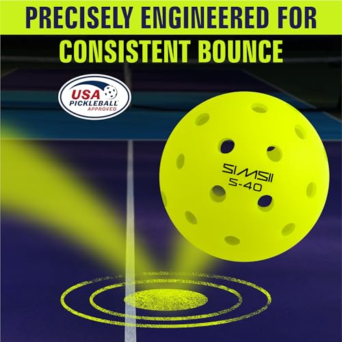 S-40 Outdoor Pickleball Balls - 40 Holes, Approved by The USAPA - Durable PE Material, Seamless Construction, Tournament Grade, 3/12/40/100 Pack - Pickleballs - color: Neon Green, size: 100 Count