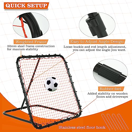 Portable Soccer Rebounder, Rebound Net with Quick Folding Design, Multi Angle Adjustment, Soccer Training Equipment, Easy Set Up