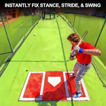 Anti-Slip Baseball Hitting Mat & Softball Training Mat - Thickened Batting Cage Mat for Stance Practice, 6.5 x 4 Feet