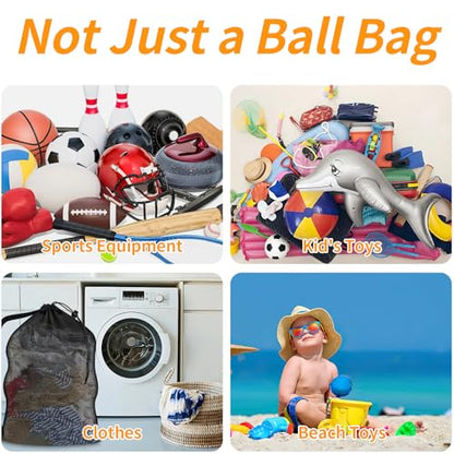 Extra Large Sports Ball Bag, Heavy Duty Breathable Mesh Storage Bag, 40" x 30" Hold 10-12 Soccer Basketball Football, Adjustable Shoulder Strap, Ideal for Coaches, Team, Swimming Gear - style: No Pocket