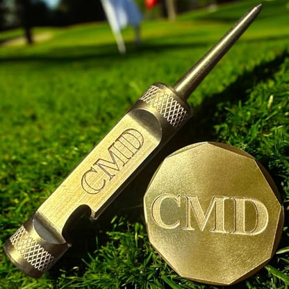 Personalized Golf Ball Marker & Golf Divot Tool - Solid Brass, 100% USA-Made Custom Golf Accessories for Men and Perfect Gifts for Golfers - style: Built-In Bottle Opener