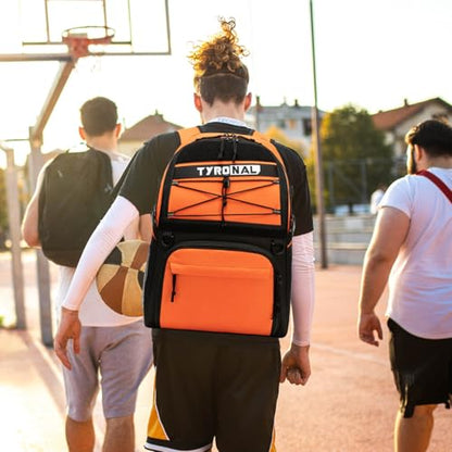 Basketball Bag Backpack with Ball Holder and Shoes Compartment,Best for Basketball, Soccer, Volleyball, Gym. (ORANGE) - color: Orange