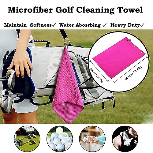 Golf Accessories Kit 20 PCS Pink Golf Gift Set - Golf Towel, Ball Marker, Pins, Golf Club Cleaner, Pink Golf Balls w/Holder, Ball Alignment Kit, Divot Repair, Plastic Tees, All Pink Kit