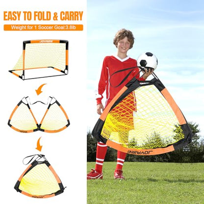 Pro-Grade Kids Backyard Soccer Goal, Tear-Resistant 5-Layer Polyester Soccer Net & 10mm Poles for Maximum Durability, 4x3ft/6x4ft/7x5ft, Pop Up Portable Soccer Training Equipment Set with Size 4 Ball - size: 7 ft x 5ft, style: Orang