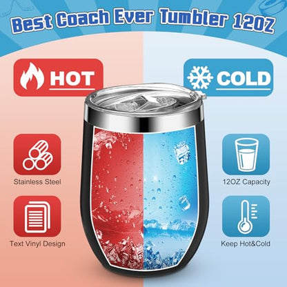 Nitial 6 Pcs Coach Gifts for Men Women Hockey Coaches Appreciation Gift Set Include 12 oz Best Coach Ever Tumble Hockey Whistle Acrylic Decorative Socks Keychain Card Gift