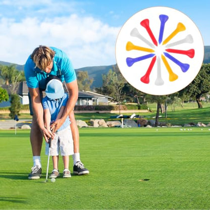 NOLITOY 100 Pcs Short Plastic Golf Tees (1.38 Inch/35mm) - Mini Golf Tees for Driving Range Mats, Simulators & Iron Practice - Low Resistance & Consistent Height (Mixed Colors)