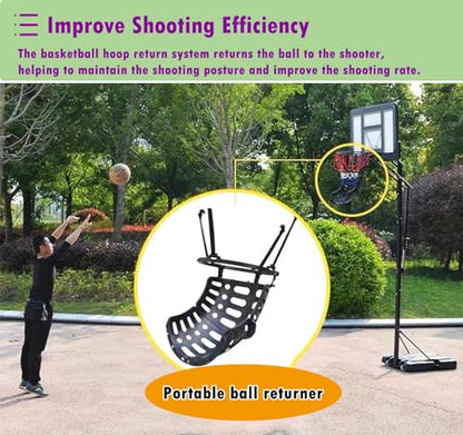 Basketball Hoop Returner Shot Return Apparatus Attachment Easy to Set Up Catcher Hanging Rebounder Ball for Efficient Shooting