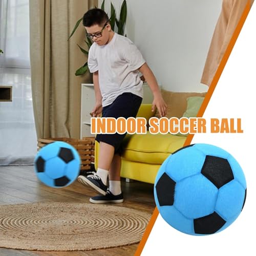 Inflatable Soft Football, Simulation Soccer Ball, 9.84 Inches Beach Toy with Leakproof, Elastic PVC Spheres, Indoor Play Toy with Bounce Design, Blow Up Football for Outdoor Use - color: Velvet Blue