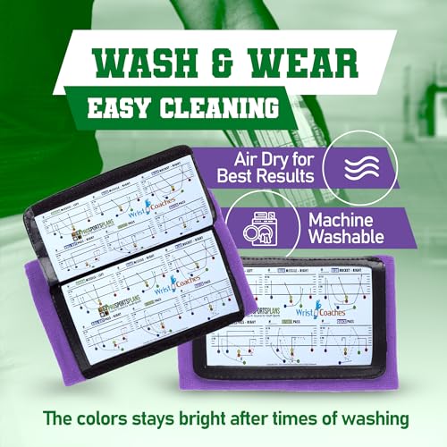 Football Play Wristbands - Youth Quarterback Gear - Wristband Playbook for Football and Softball Signs - color: Purple
