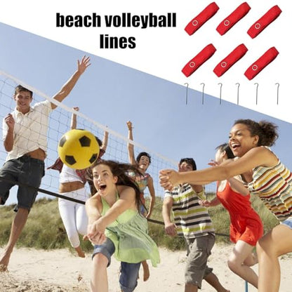 BeachWeatherproof Volleyball Courts Cords - Robust Court Marking, Volleyballs Net System |Beach Sand Boundary Cord, Stainless Steel Spikes Kit, Volleyball All-Weather Court Boundary Cords for Backyard