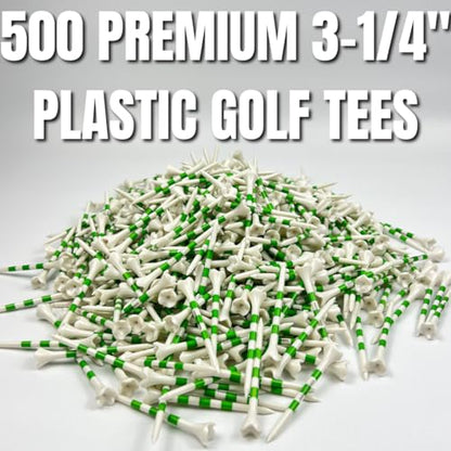 (50/150/500) Plastic Golf Tees 3 1/4 Best Golf Tees for Men, Unbreakable Golf Tees for Women, Long Golf Tees, Zero Friction Golf Tees, Tall Golf Tees Plastic Unbreakable, Reusable Golf Tee - size: 500