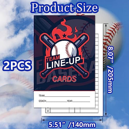 2Pcs 120pages Baseball Lineup Cards with 16 Player Roster Softball Scorebook Coaching 4 Part Carbonless Copies for School College Game