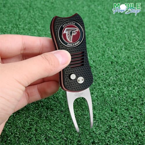 Switchblade Divot Repair Tool with Logo Printed Removable Magnetic Ball Marker-Best Divot Fixer - style: Atlanta Falcons