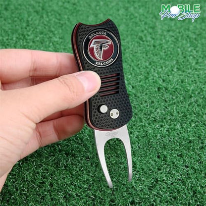 Switchblade Divot Repair Tool with Logo Printed Removable Magnetic Ball Marker-Best Divot Fixer - style: Atlanta Falcons