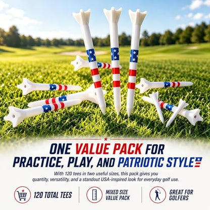 Premium Golf Tees Choose Between 200 Count or 120 Count, Professional Marking System Golf Tees 3-1/4 Inch, Reduce Friction Side Spin More Stable Golf Tees - color: 120 Pack Plastic - USA