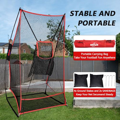 Kapler Football Kicking Net for Field Goals - 3x6FT Portable Football Net for Throwing with Target Zone Attachment and Holder Tee - Sideline Practice for Backyard Skill Improvement