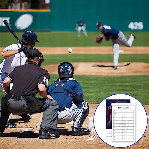 2Pcs 120pages Baseball Lineup Cards with 16 Player Roster Softball Scorebook Coaching 4 Part Carbonless Copies for School College Game