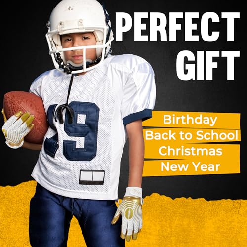 HANDLANDY Youth Football Gloves, Kids Sticky Receiver Gloves,Super Grip Football Glove Best Gift for Boys,Girls - color: Gold, size: X-Small-Youth