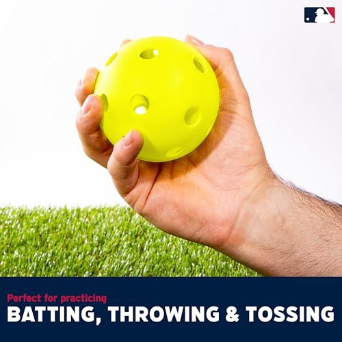 Franklin Sports Plastic Softballs - MLB - Includes 6 Balls for Batting Practice or Backyard Baseball Play - Replacement Balls – 90mm Official Baseball Size - Yellow