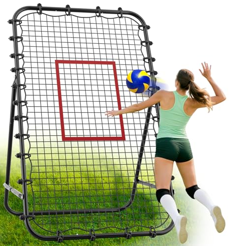Adjustable Volleyball Rebounder Net 7x4 FT - Ultimate Training Equipment for Volleyball & Lacrosse Enhanced Bouncing System for Volleying, Bumping, and Spiking Drills - color: Black